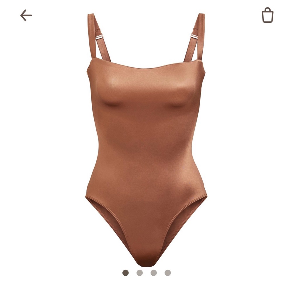 Skims Satin Stretch Bodysuit in Jasper
